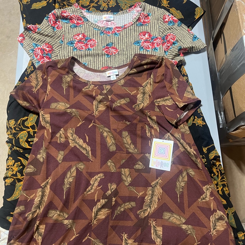 Floral and Feather Patterned Dresses set of 3